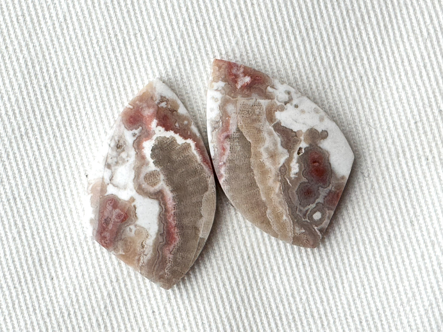 River Jasper Cabochon Pair Gemstone beige