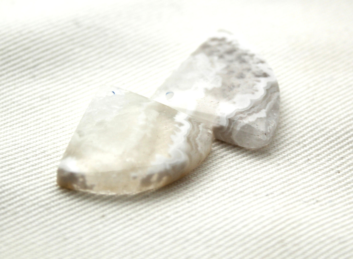 Pandora Agate Pair Cabochon Gemstone white