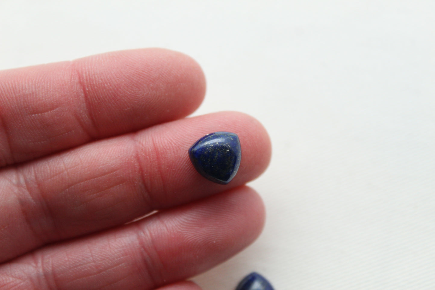 Lot of TWO Lapis Lazuli cabochons 10 MM Gemstones trillion blue