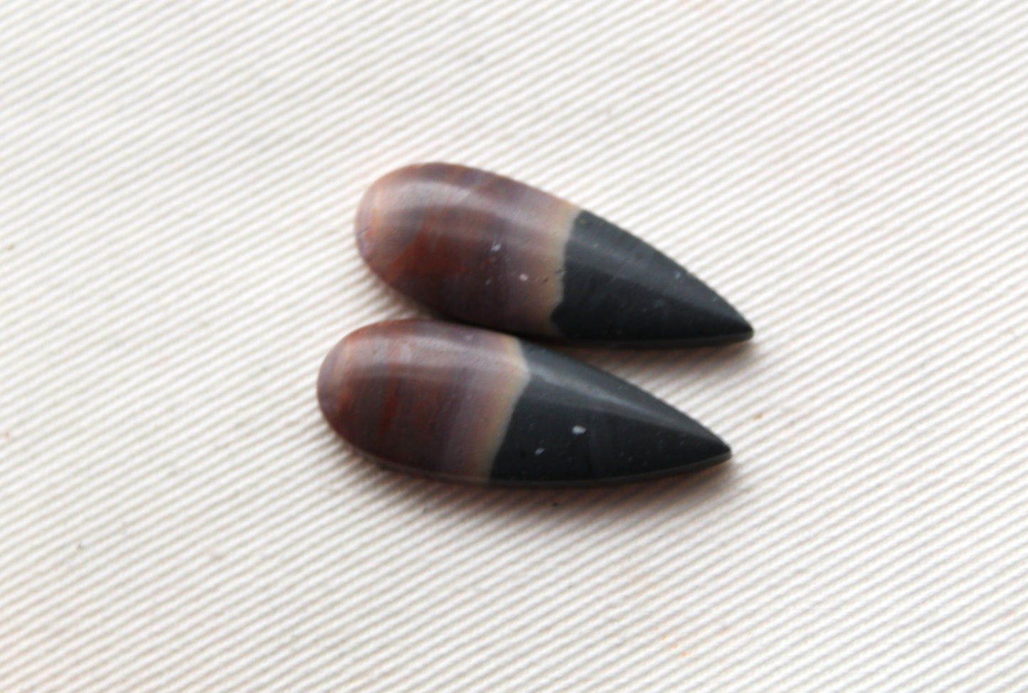 Fossil Palmwood Pair Cabochon Gemstone with druzy pockets Oval
