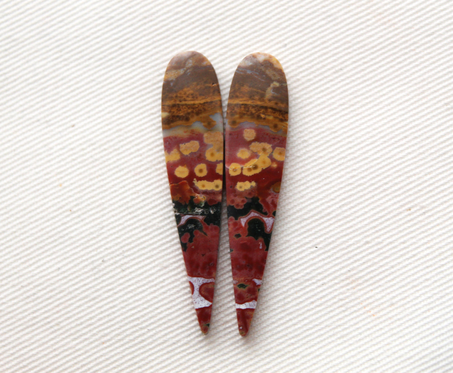 River Jasper Cabochon Pair Gemstone multicolor
