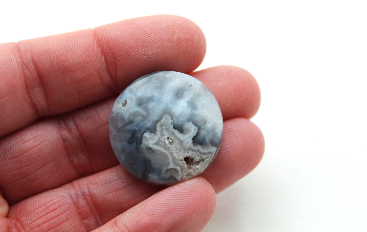 Indonesian Blue Agate Cabochon Gemstone round 26MM