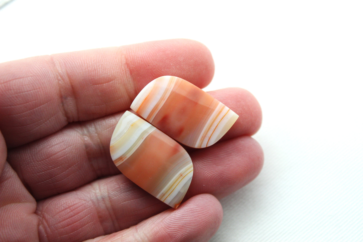 Banded Agates Cabochons Gemstone orange