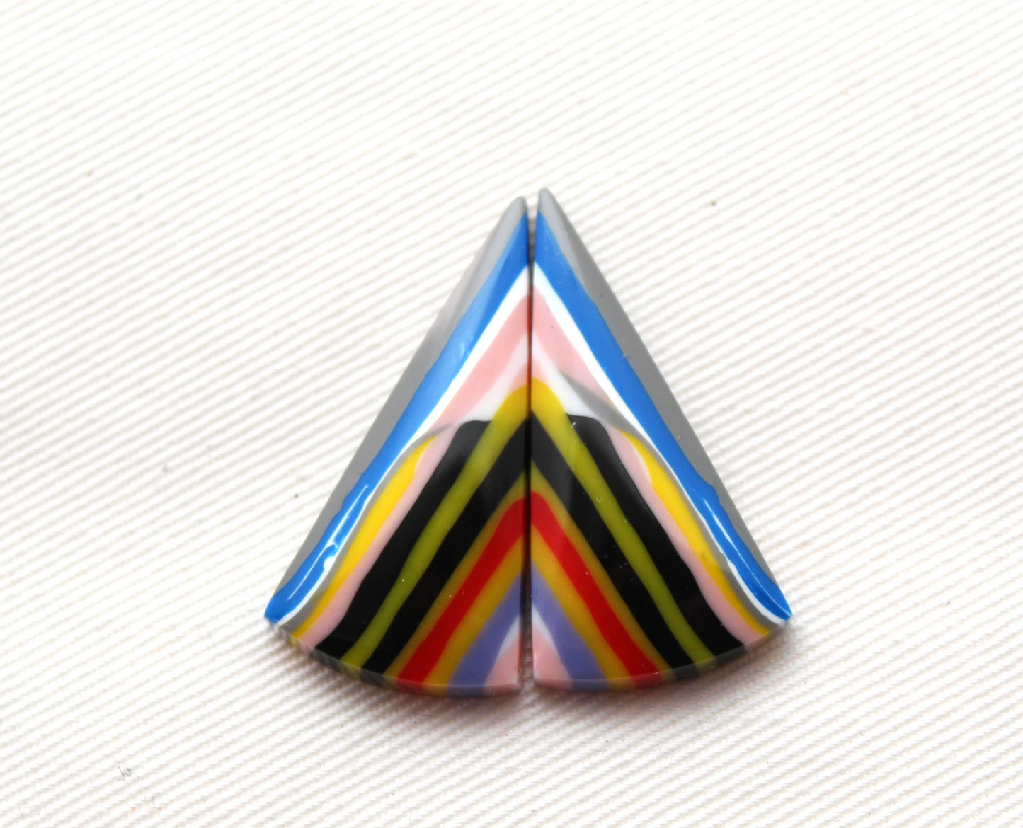 Surfite Cabochon Pair multicolors triangle