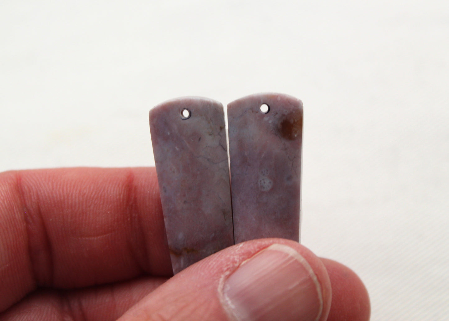Indonesian Pink Agate Pair Cabochons Gemstone DRILLED