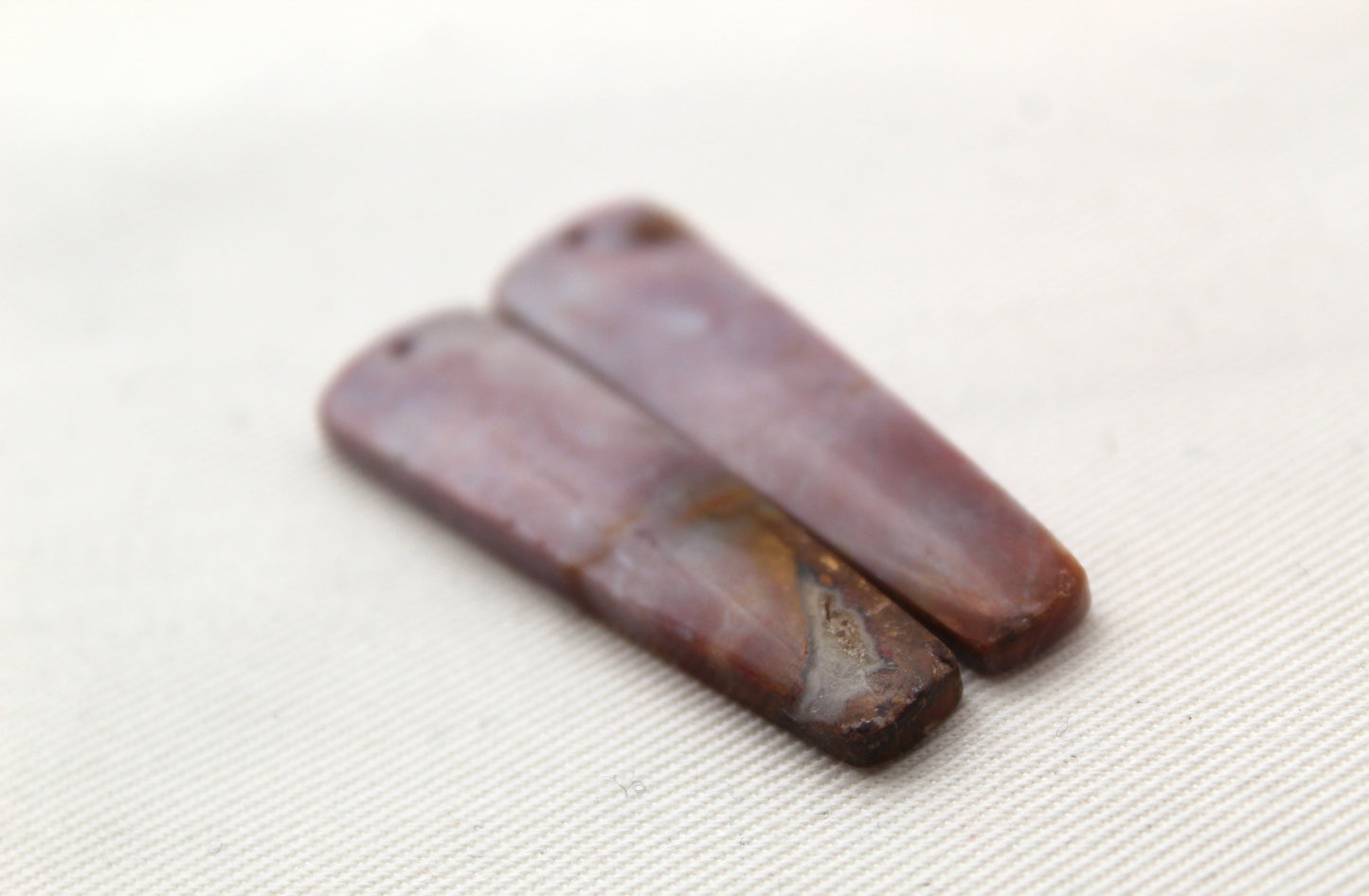 Indonesian Pink Agate Pair Cabochons Gemstone DRILLED