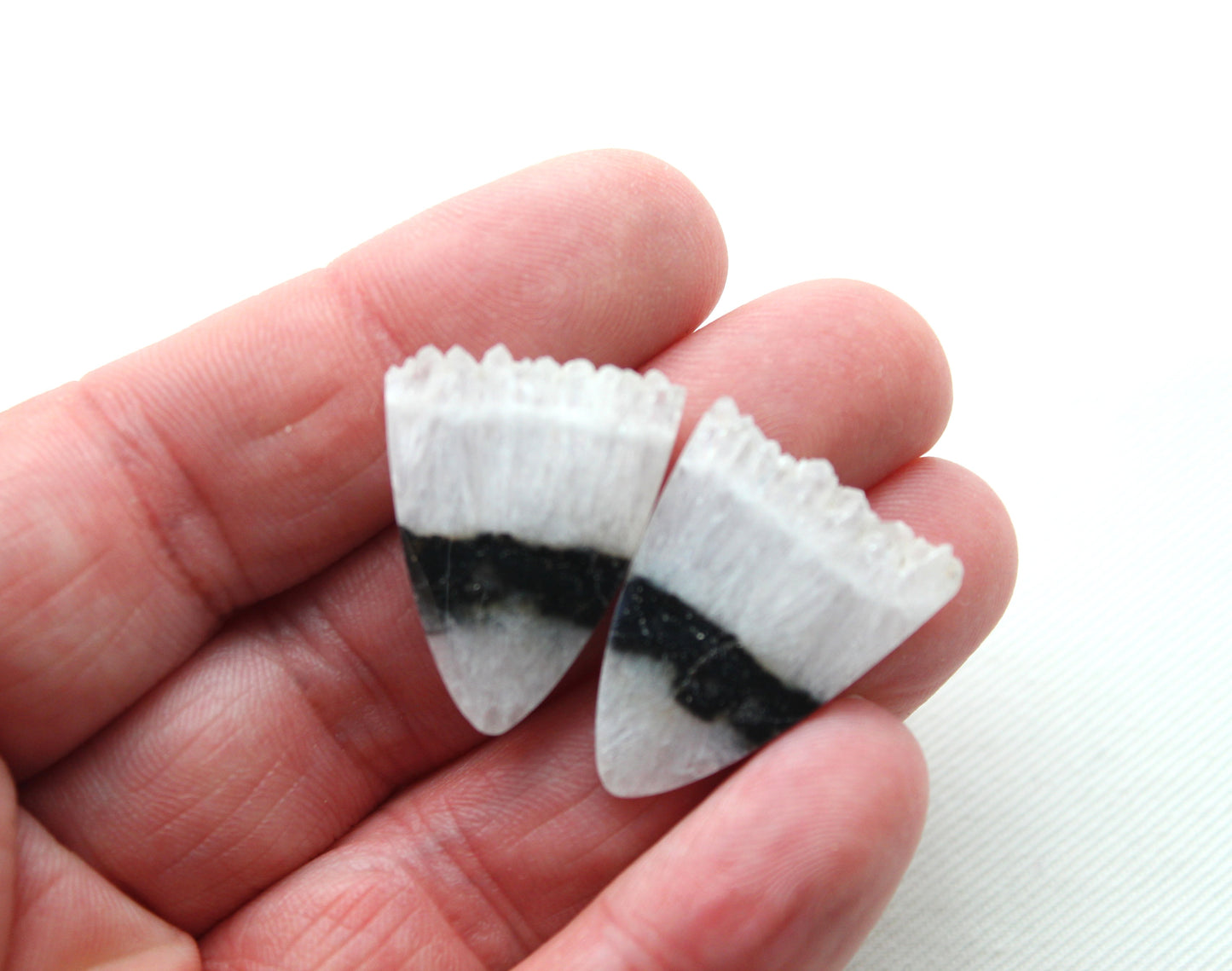 Crystal Zebra Cabochons Pair with Druzy Edges