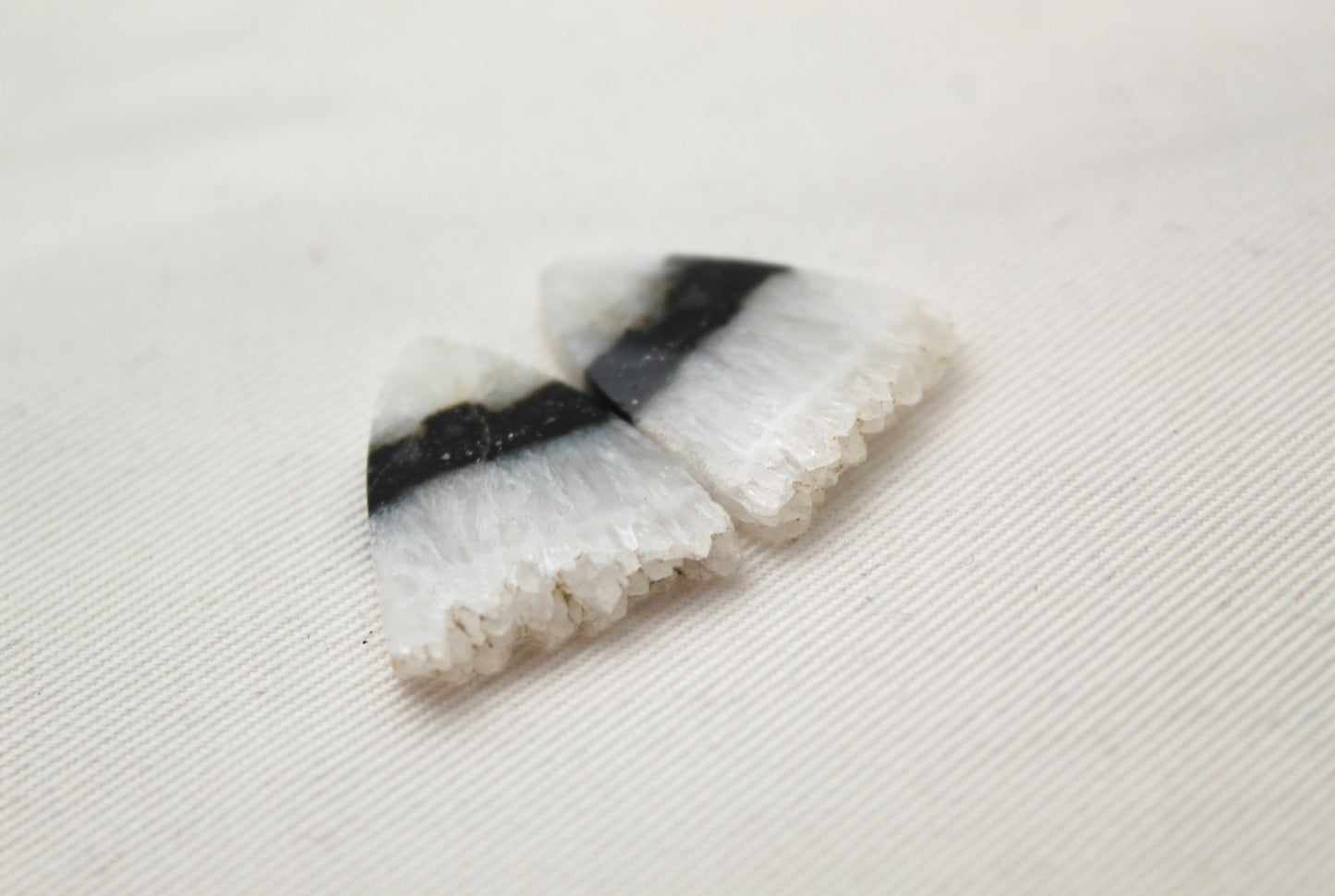 Crystal Zebra Cabochons Pair with Druzy Edges