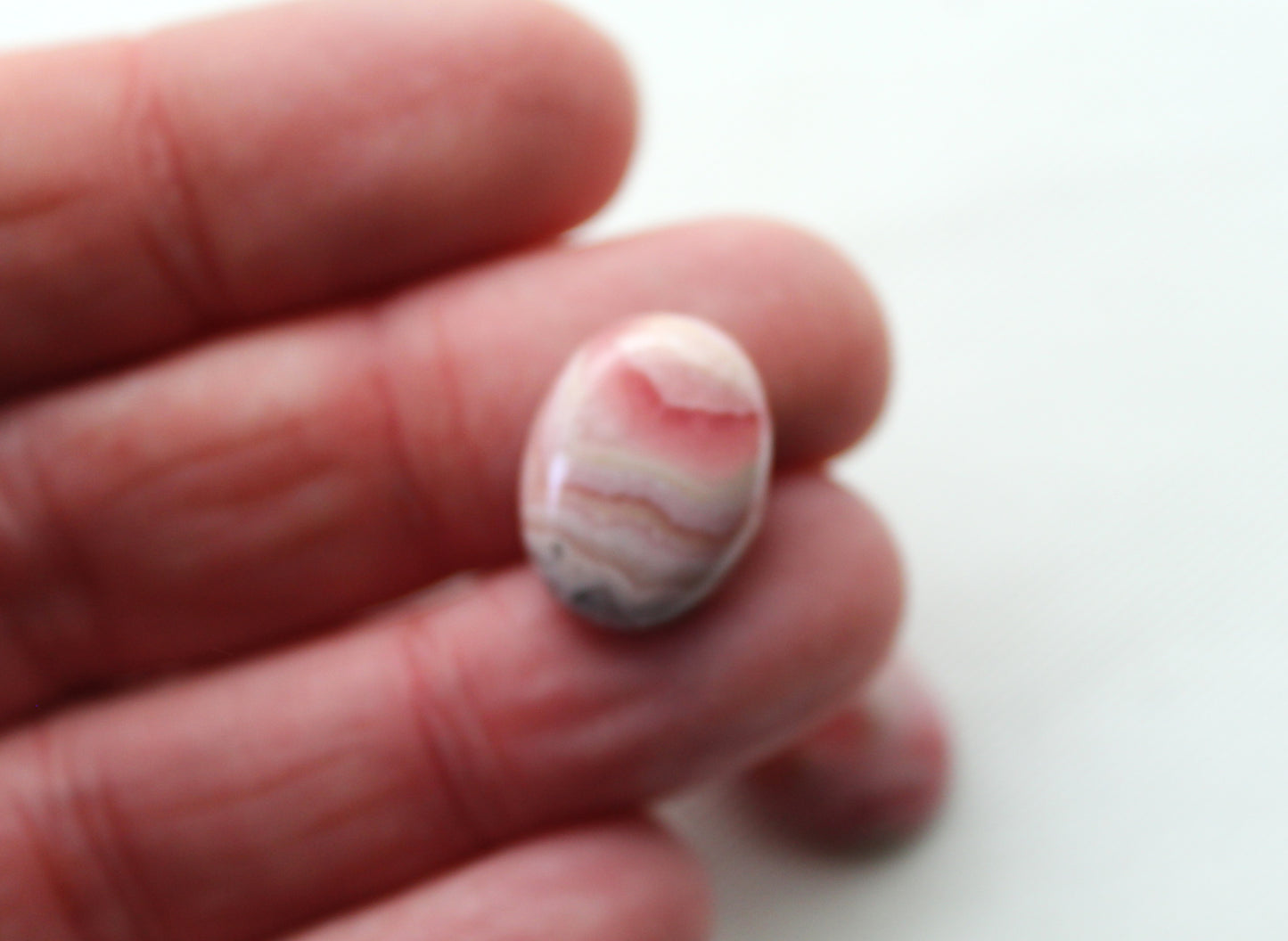 TWO Rhodocrosite cabochons Gemstones pink white Oval 12X16MM