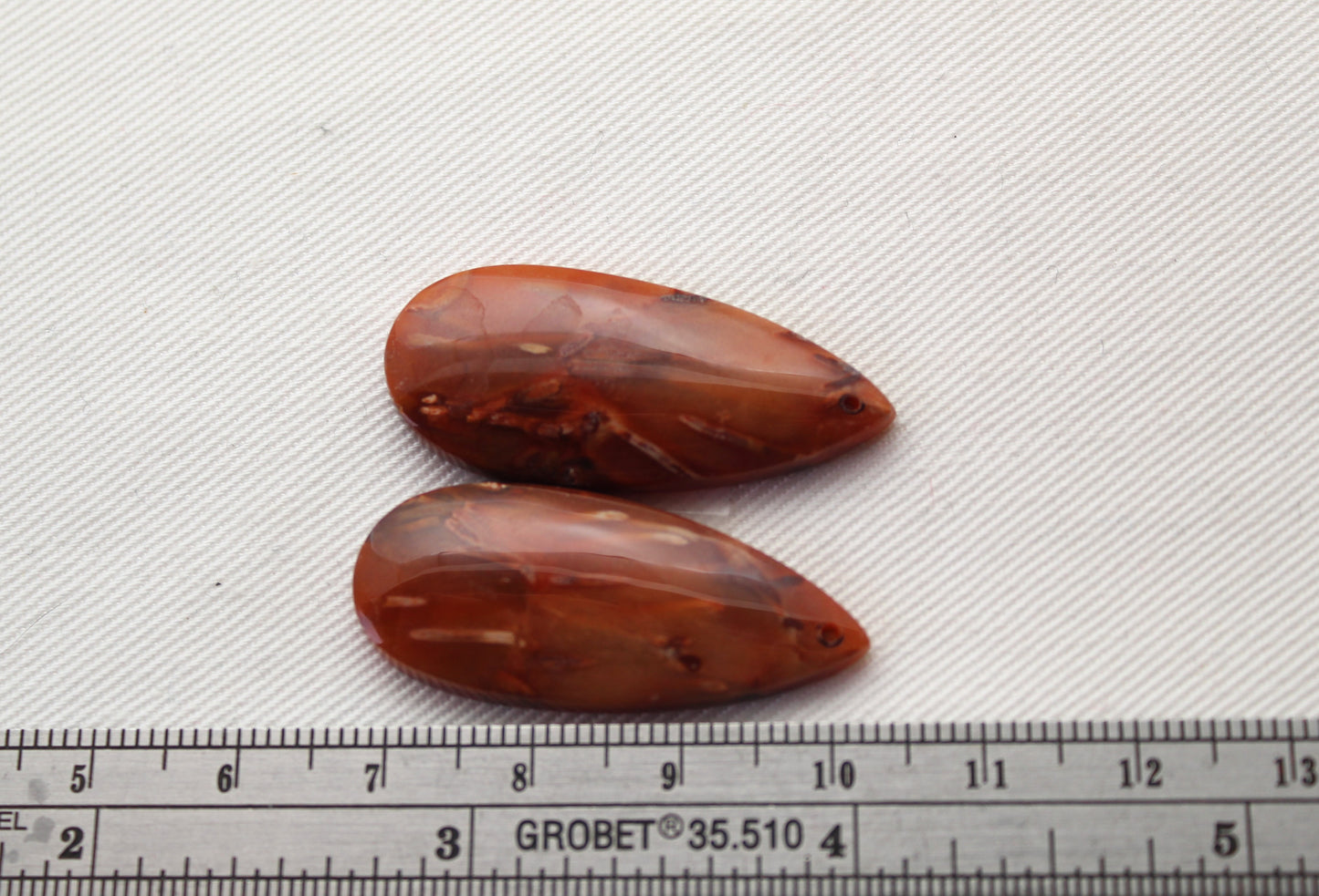 NICE Pair of Petrified Wood Cabochons pink DRILLED