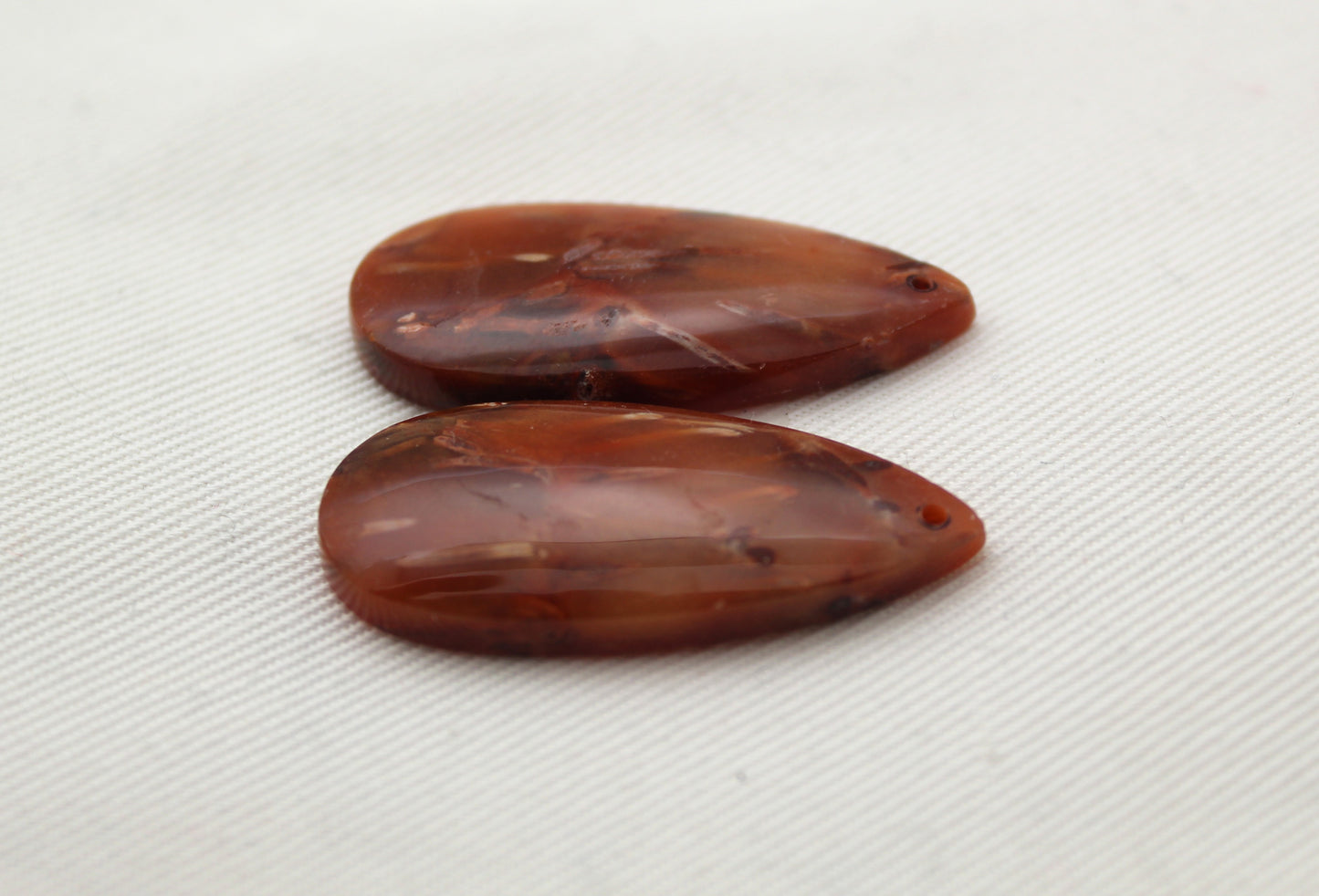 NICE Pair of Petrified Wood Cabochons pink DRILLED