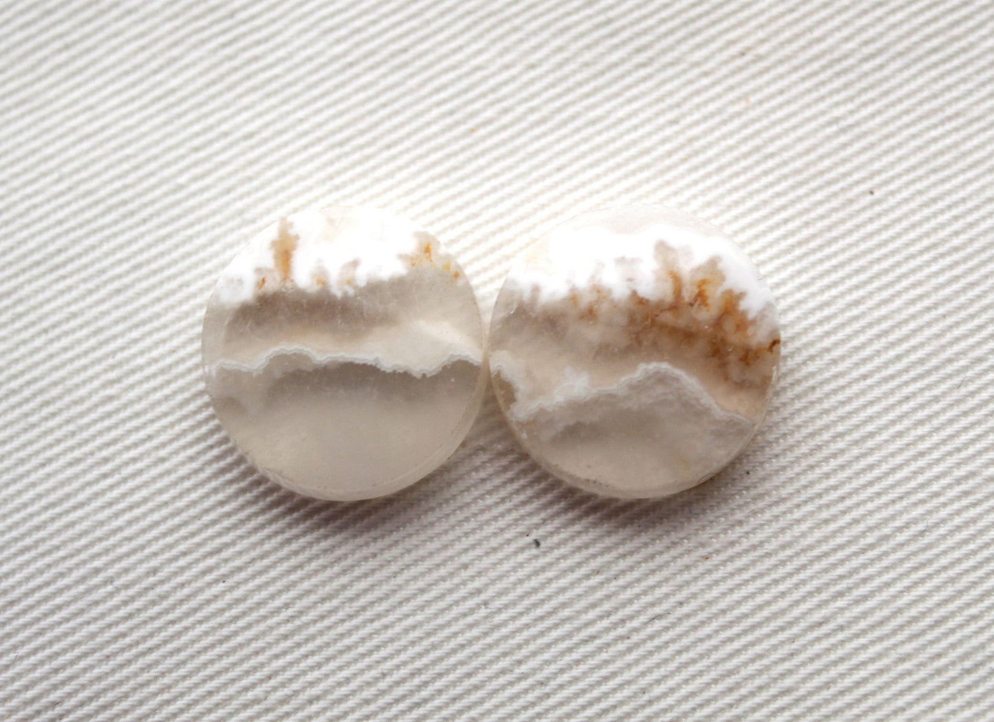 Pandora Agate Cabochons Pair Gemstone white round 17MM