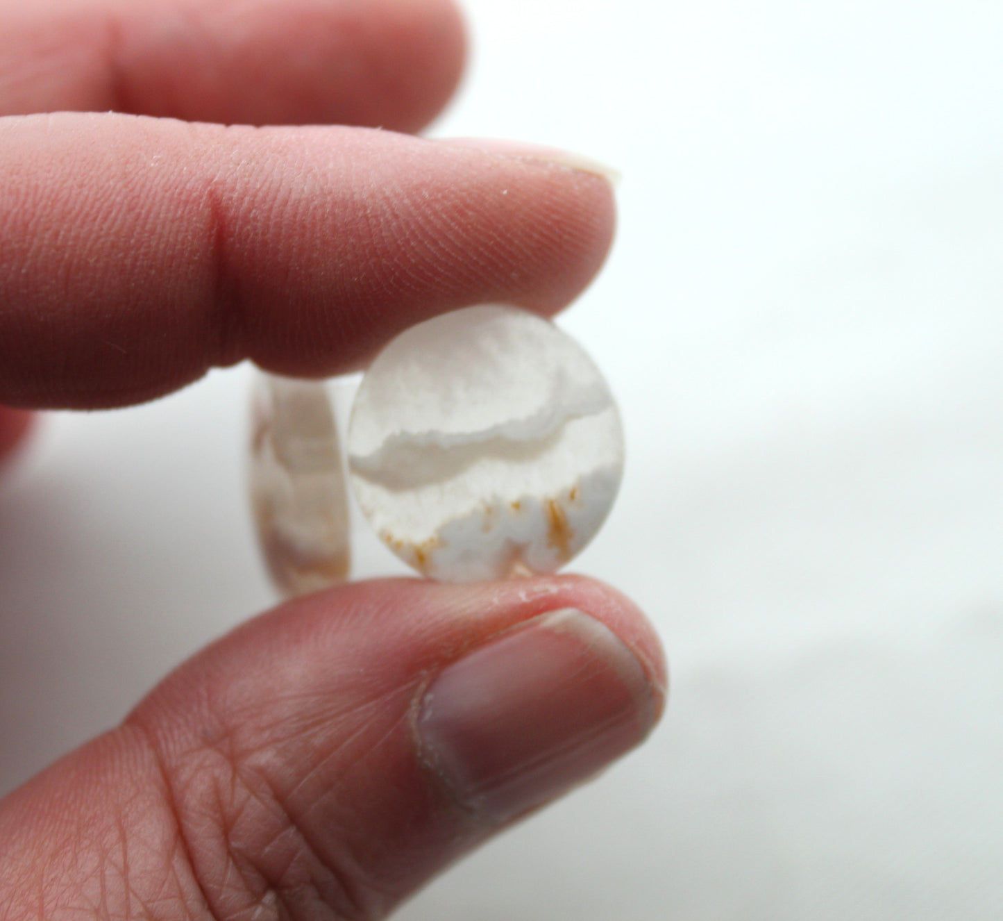 Pandora Agate Cabochons Pair Gemstone white round 17MM