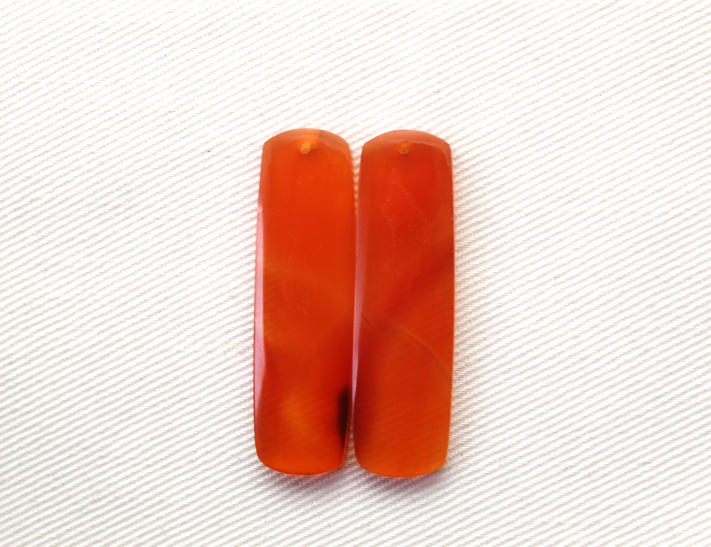 Carnelian Cabochon Pair Transludent gemstone Orange DRILLED