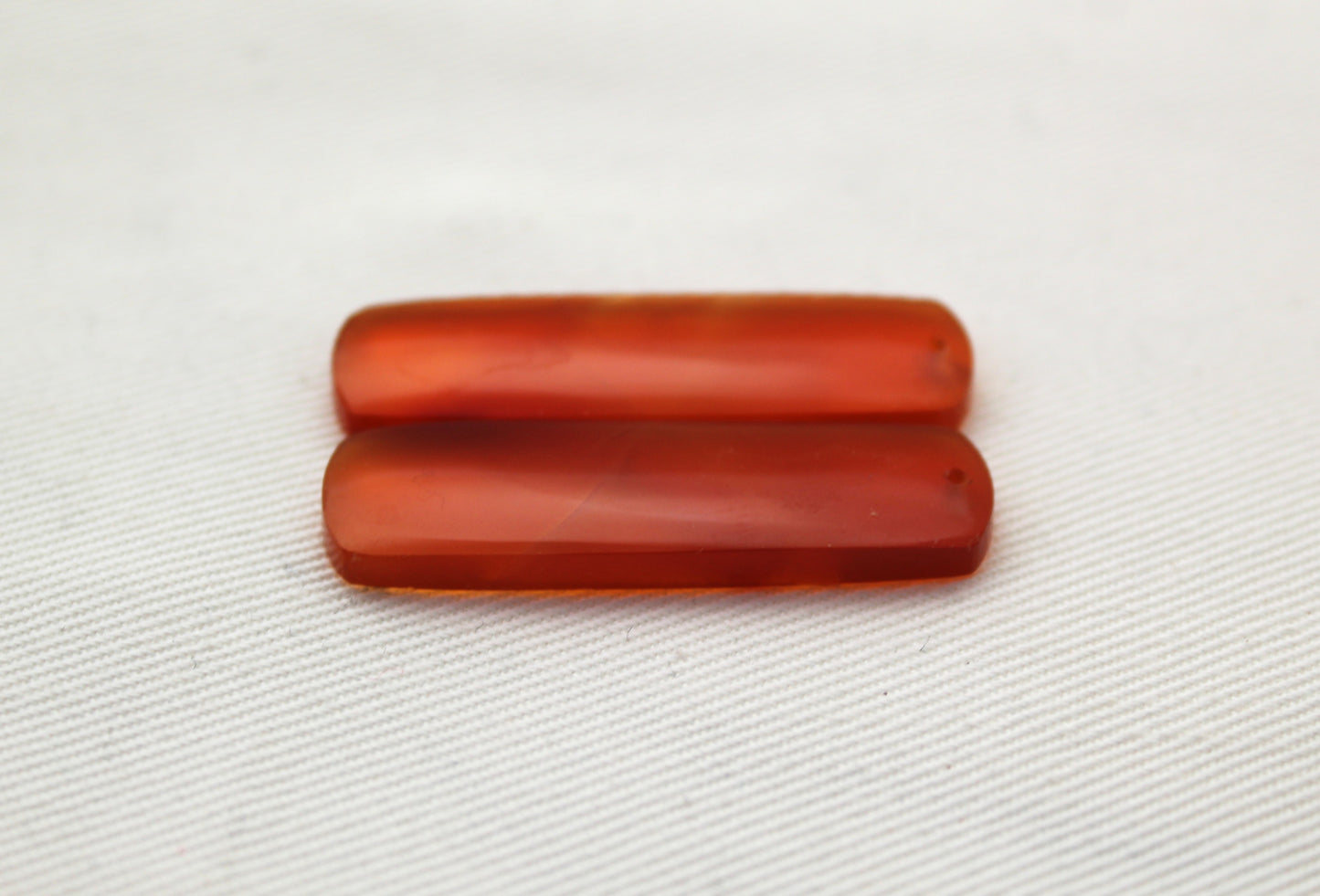 Carnelian Cabochon Pair Transludent gemstone Orange DRILLED