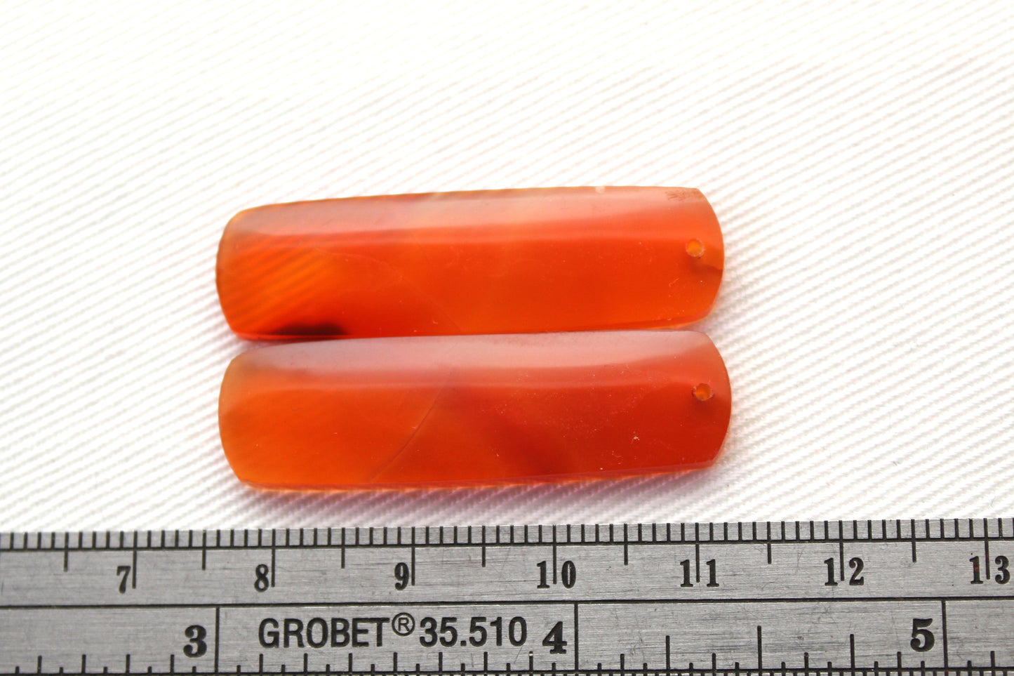Carnelian Cabochon Pair Transludent gemstone Orange DRILLED