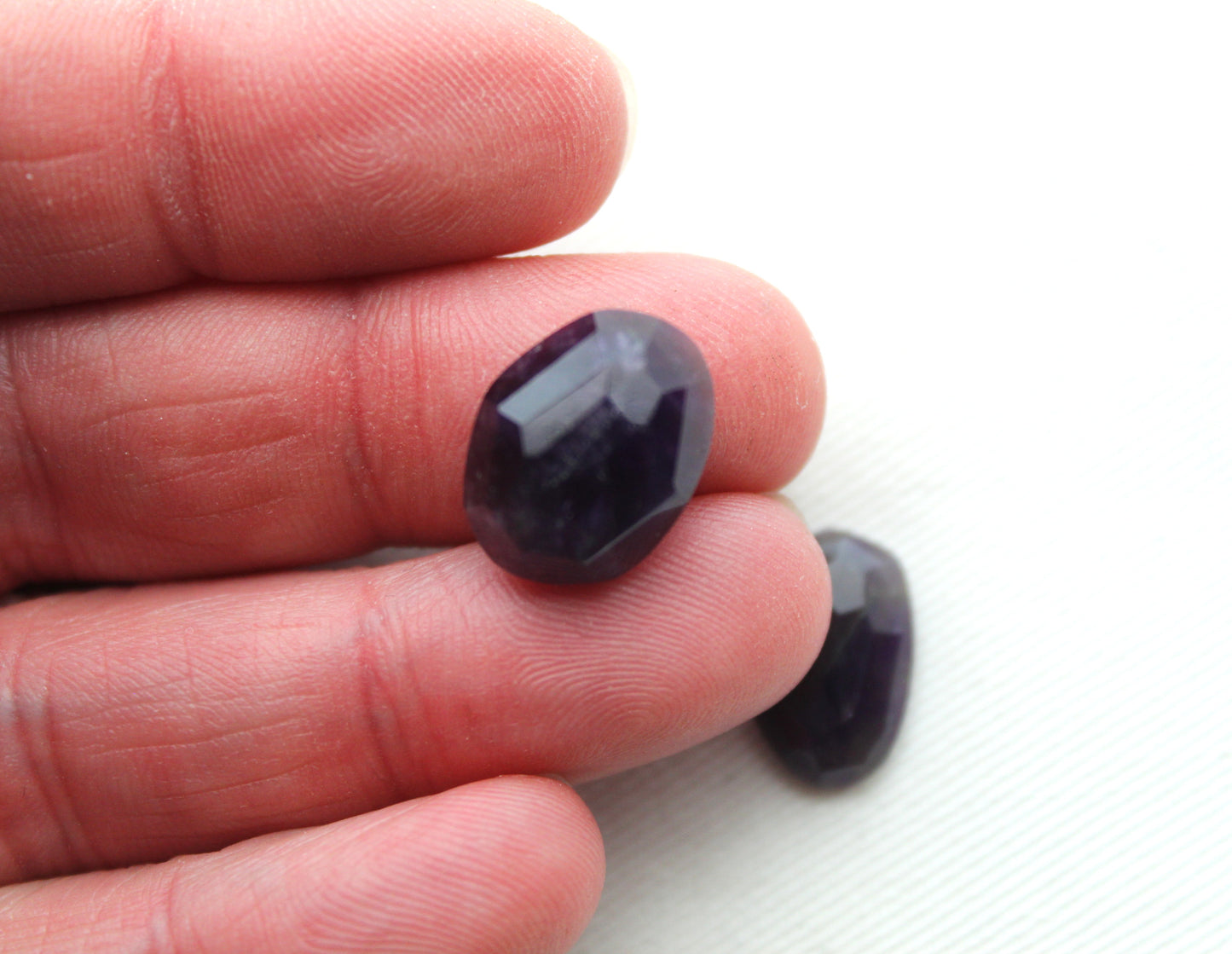 TWO Rose cut Amethyst Cabochon Gemstone purple