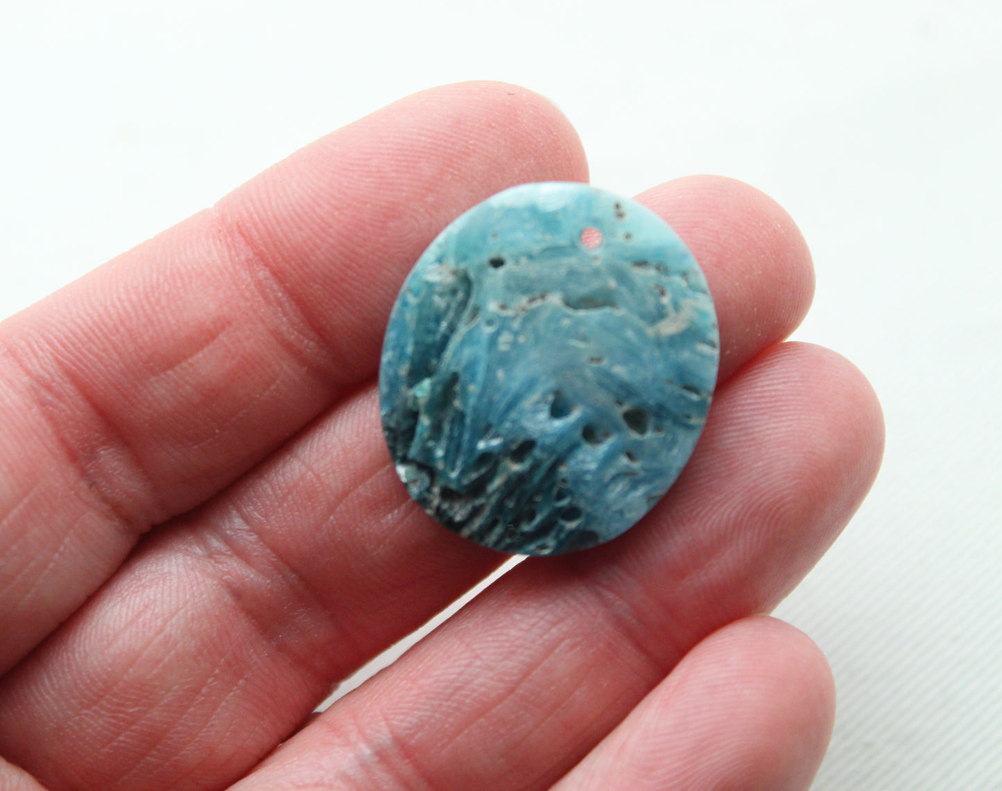 One Blue Ice Agate freeform Cabochon Gemstone DRILLED