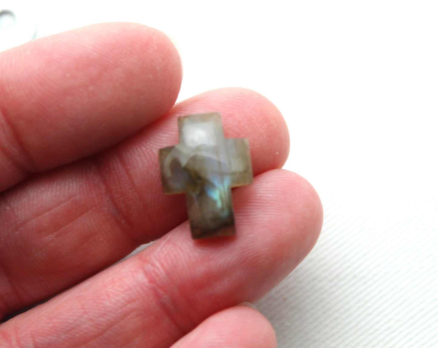 TWO Labradorite Cabochon Gemstones CROSS 12x16MM