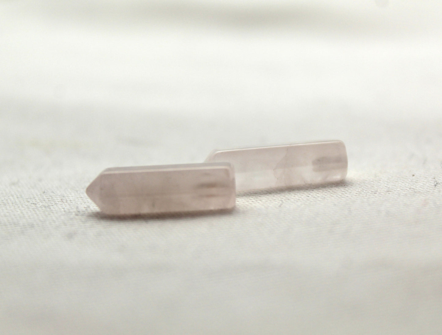 TWO Small points Pink quartz gemstone DRILLED