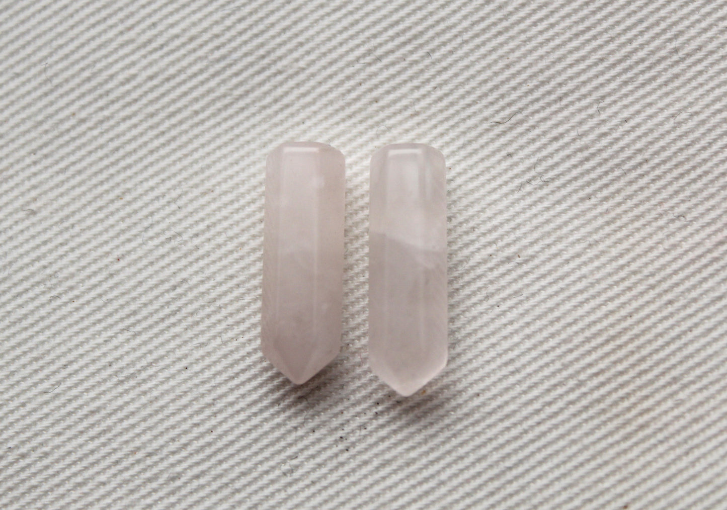 TWO Small points Pink quartz gemstone DRILLED