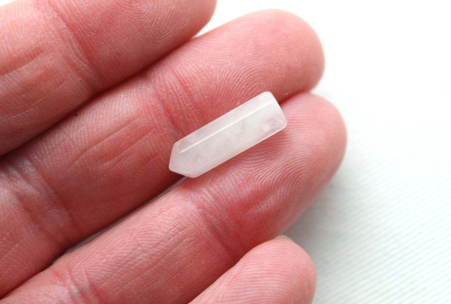 TWO Small points Pink quartz gemstone DRILLED