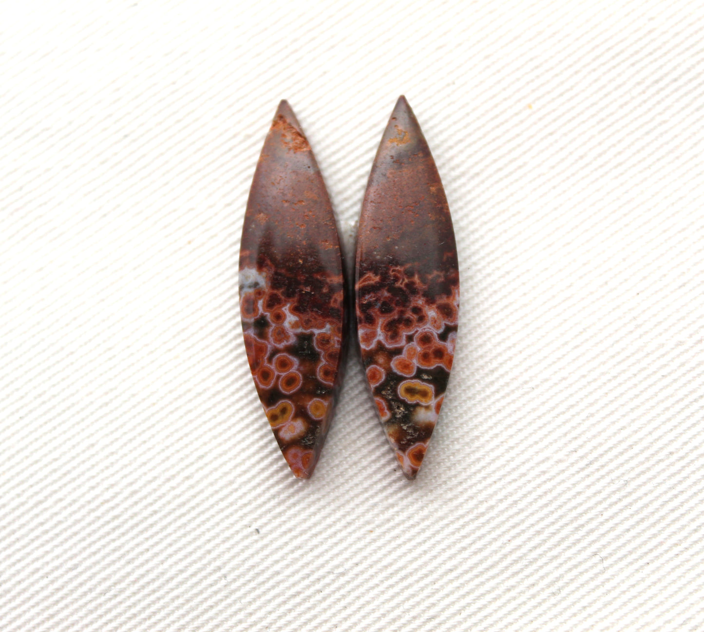 River Jasper Cabochon Pair Gemstone Marquise red