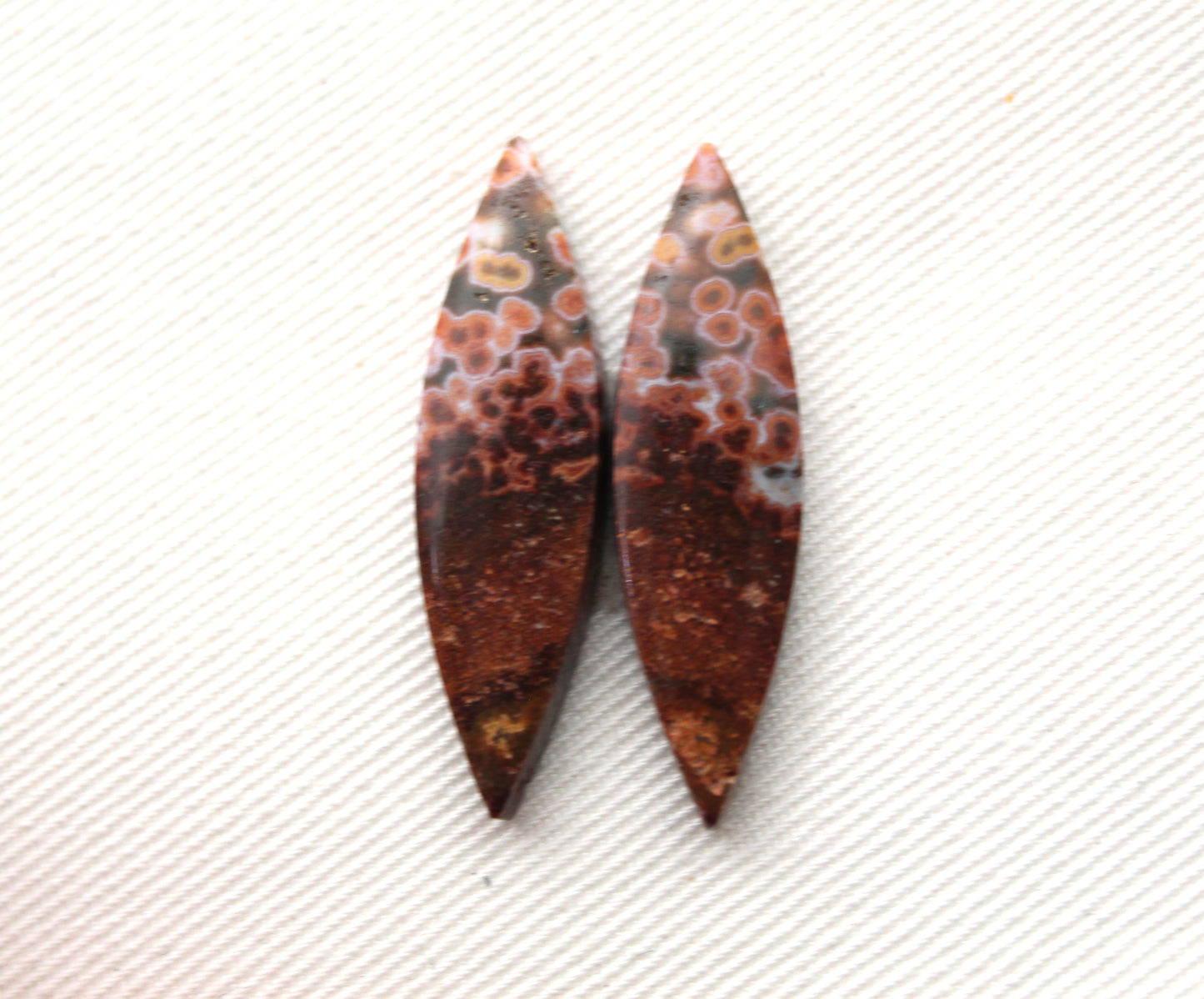 River Jasper Cabochon Pair Gemstone Marquise red