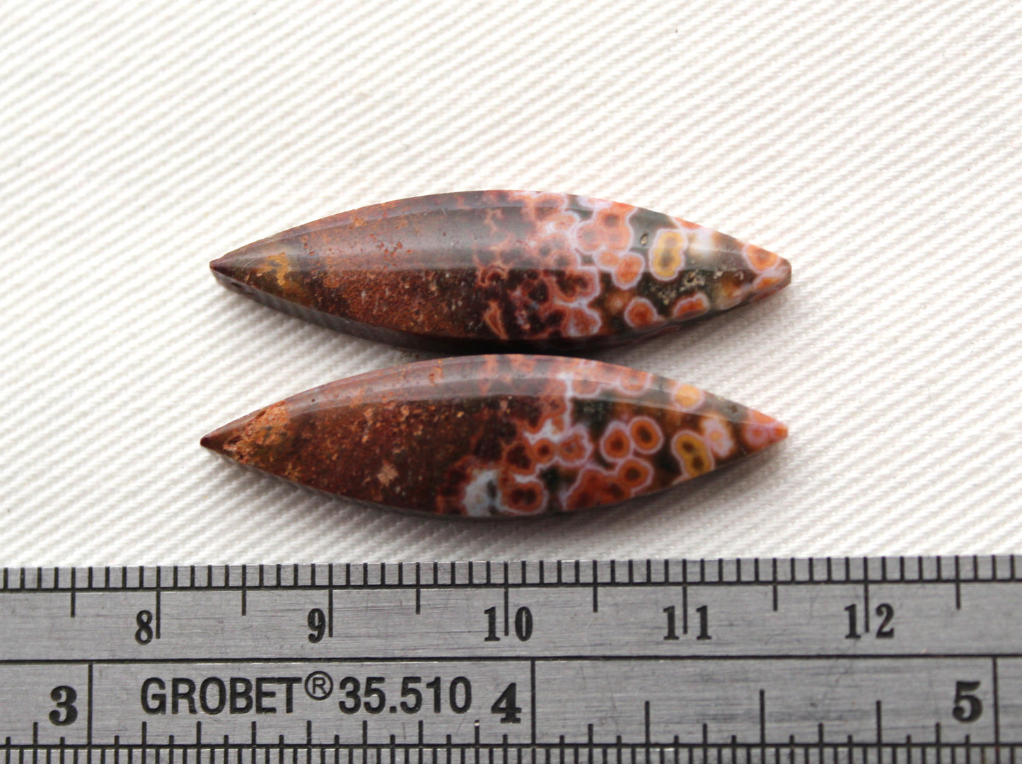 River Jasper Cabochon Pair Gemstone Marquise red