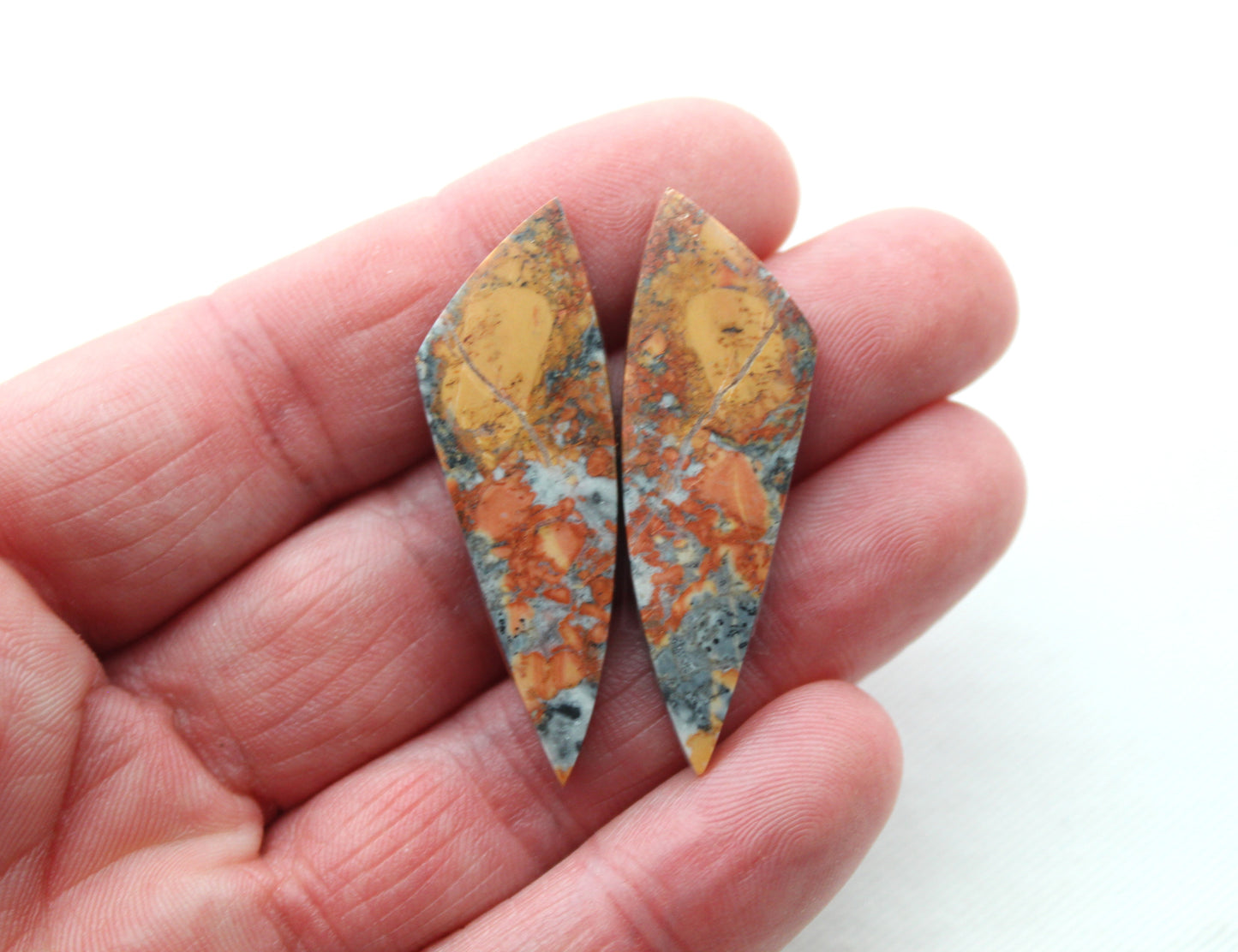 Orange Maligano Jasper cabochons pair Gemstone