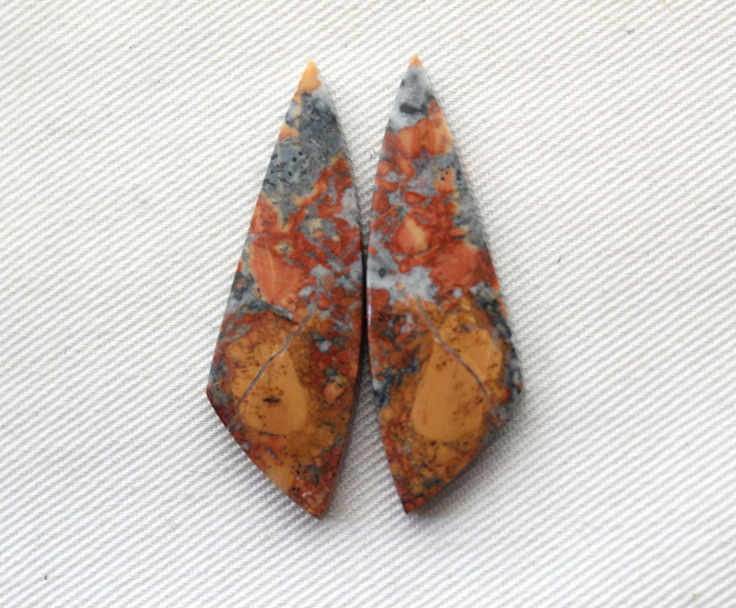 Orange Maligano Jasper cabochons pair Gemstone