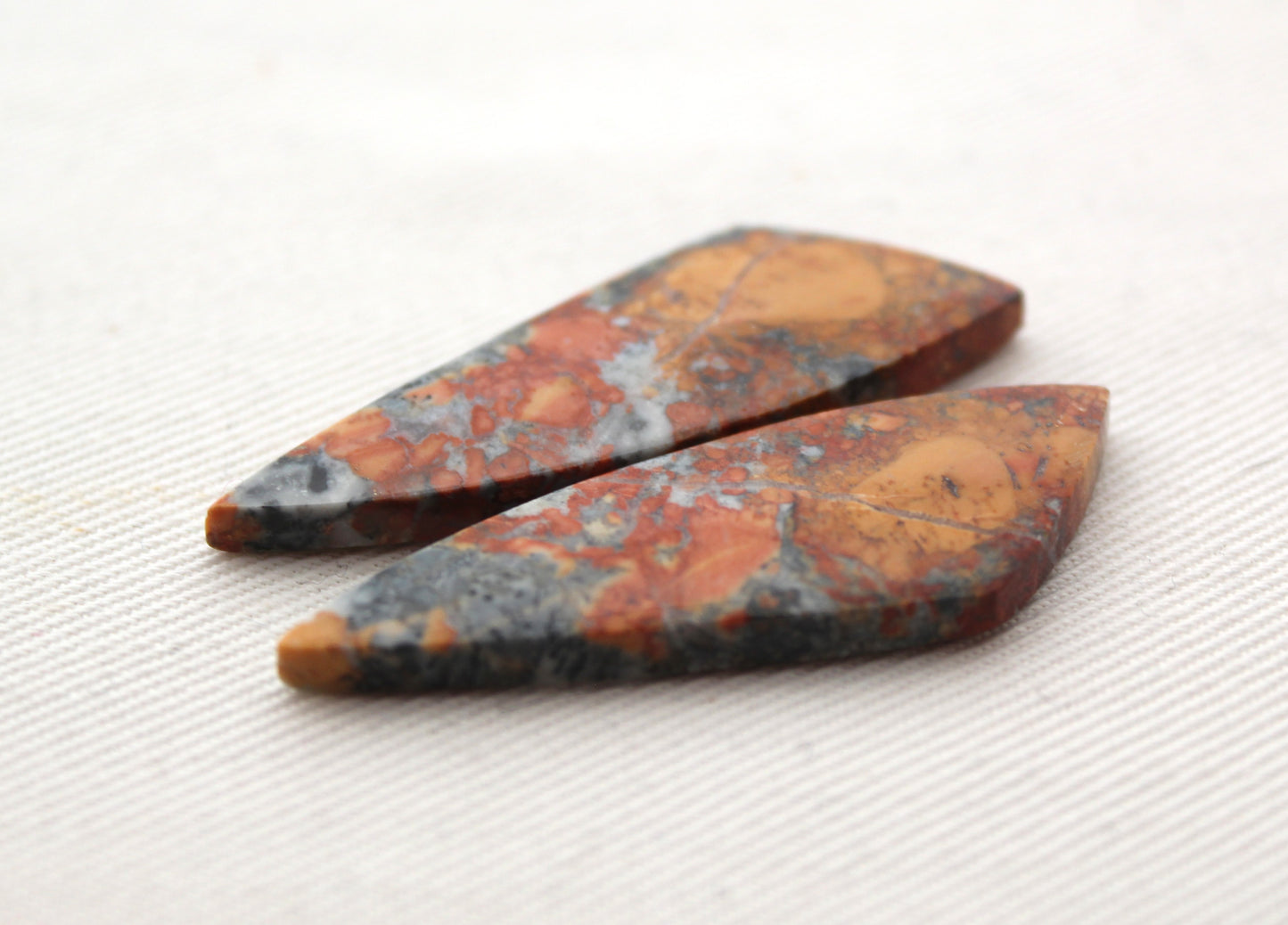 Orange Maligano Jasper cabochons pair Gemstone