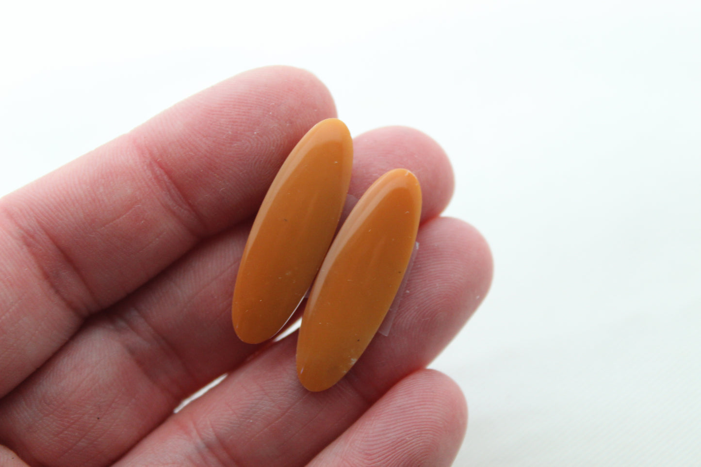 Yellow Chrysoprase Cabochon Pair Gemstone Oval