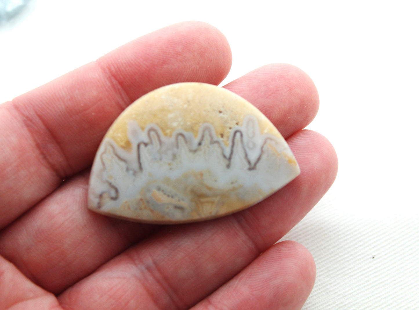 Indonesian Plume Agate Cabochon Gemstone White beige