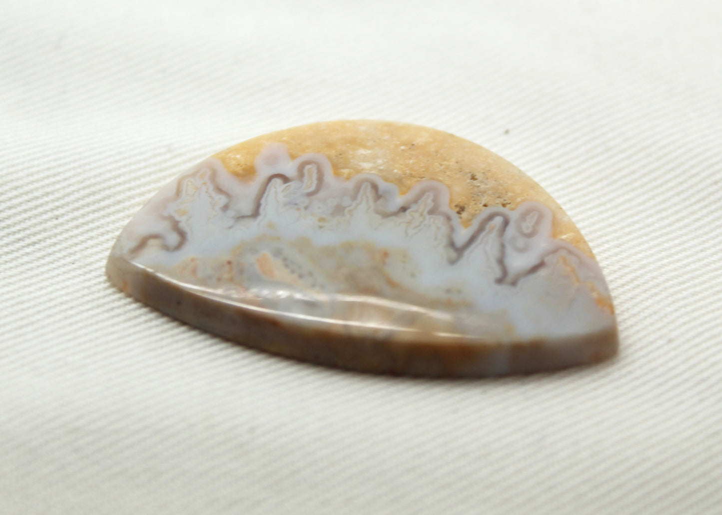 Indonesian Plume Agate Cabochon Gemstone White beige