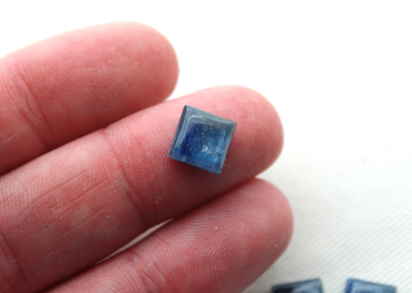 THREE Kyanite Cabochons Square 8MM blue gemstone - LAST ONES