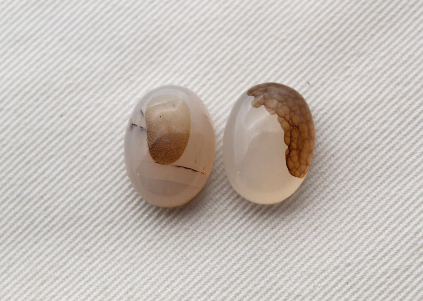 TWO Montana Agate Cabochon Oval gemstone 12X16MM