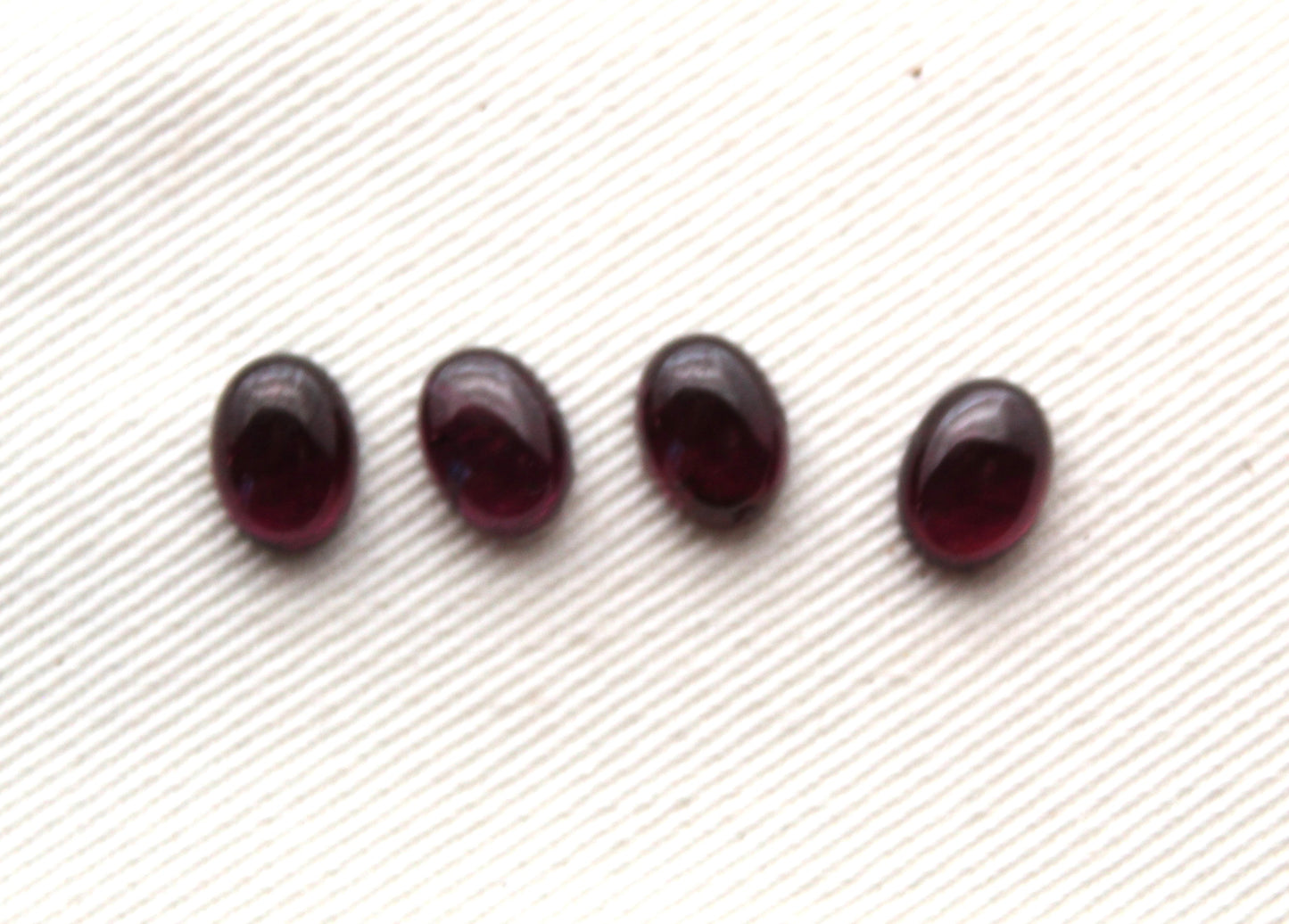 FOUR tiny Rhodolite Garnet rose cut Oval cabochons 6X8MM