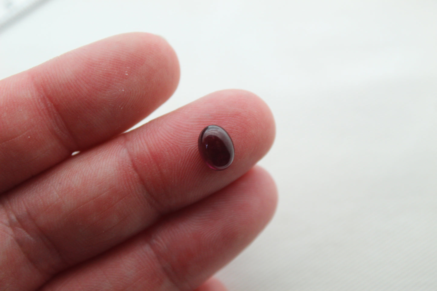 FOUR tiny Rhodolite Garnet rose cut Oval cabochons 6X8MM