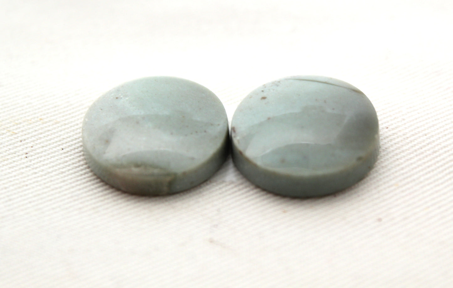 Pair of green Jasper Cabochons round 19MM