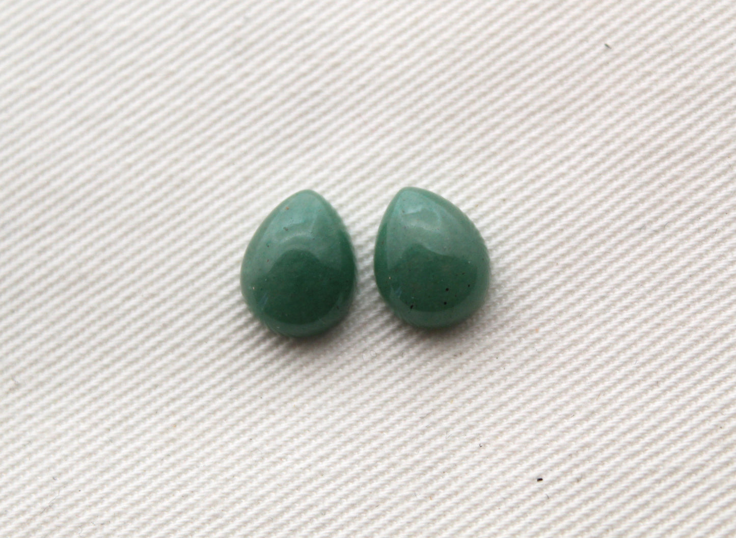 TWO pear green aventurine cabochons Gemstone 8X10MM