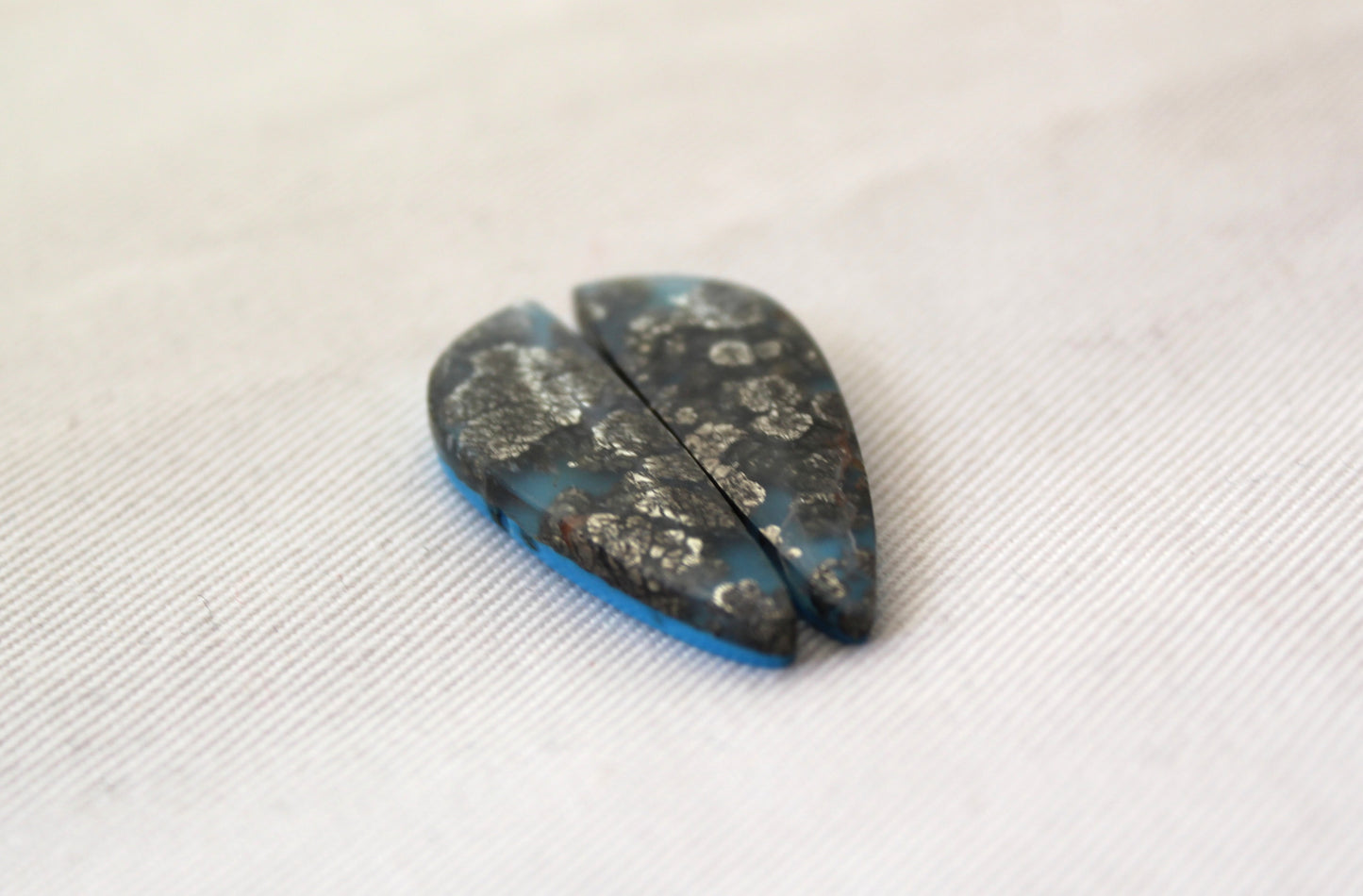 Marcasite DOUBLET Cabochons Pair Gemstone