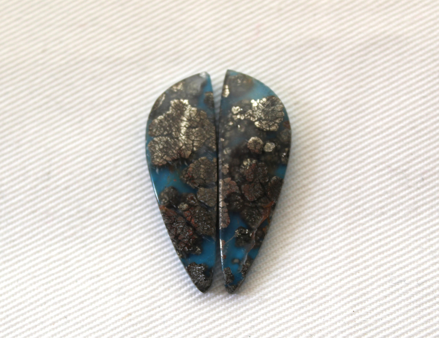 Marcasite DOUBLET Cabochons Pair Gemstone