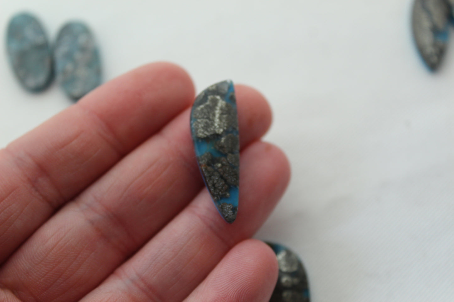 Marcasite DOUBLET Cabochons Pair Gemstone