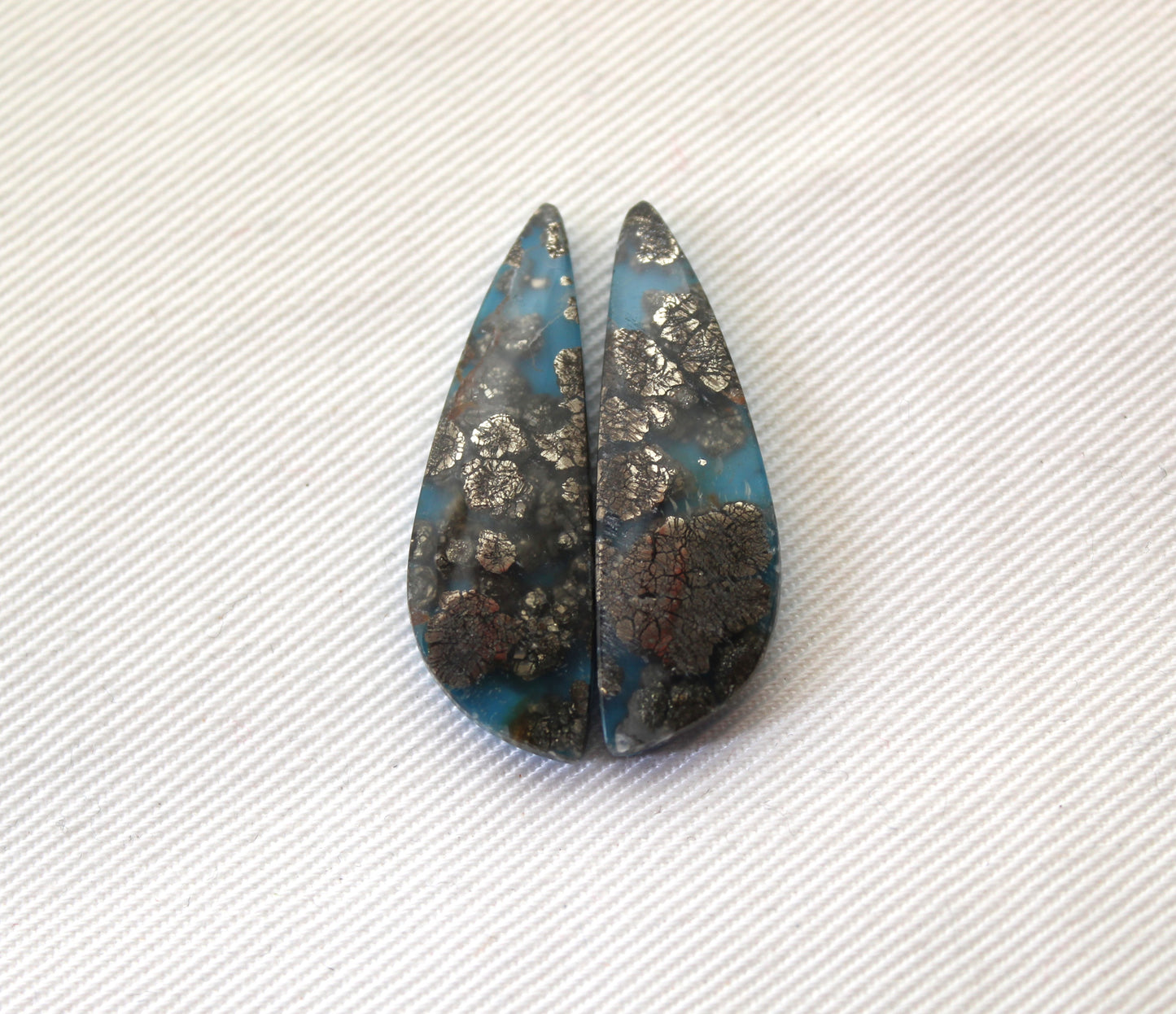 Marcasite DOUBLET Cabochons Pair Gemstone