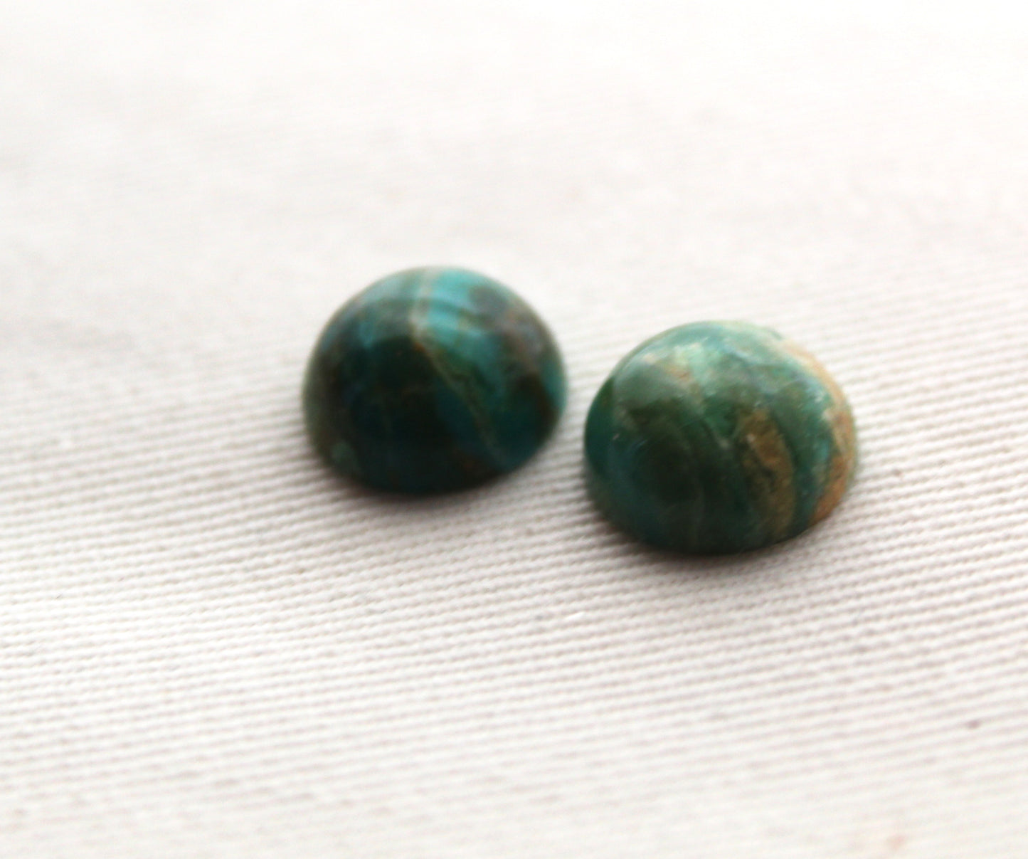 TWO Peruvian Opals Cabochons green blue gemstone round 12MM