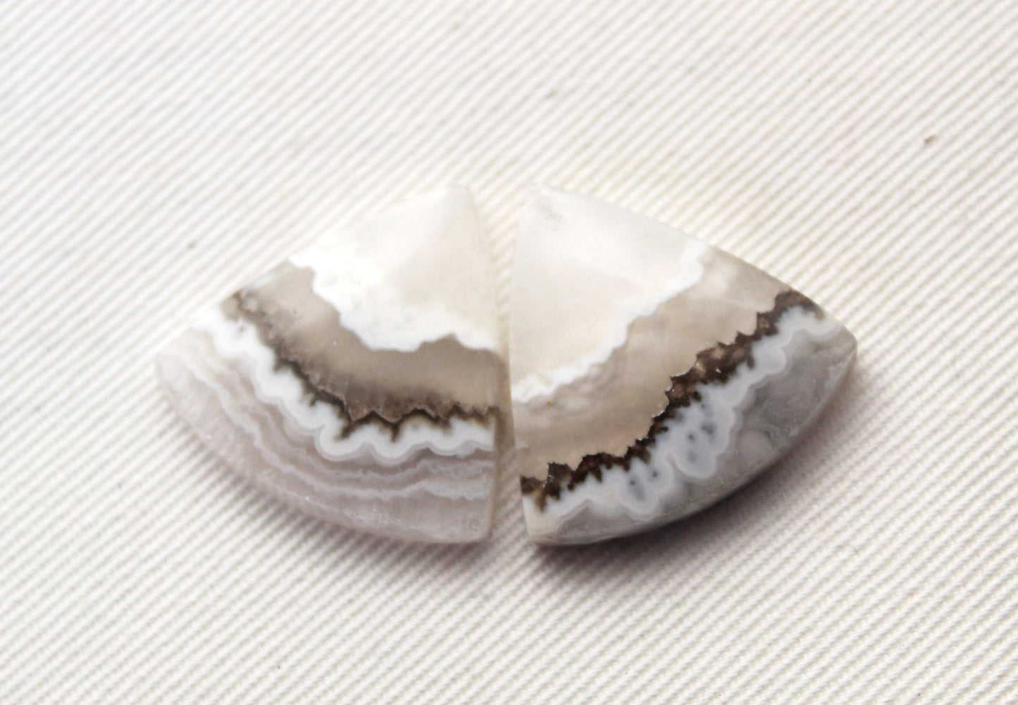 Pandora Agate Pair Cabochon Gemstone white beige
