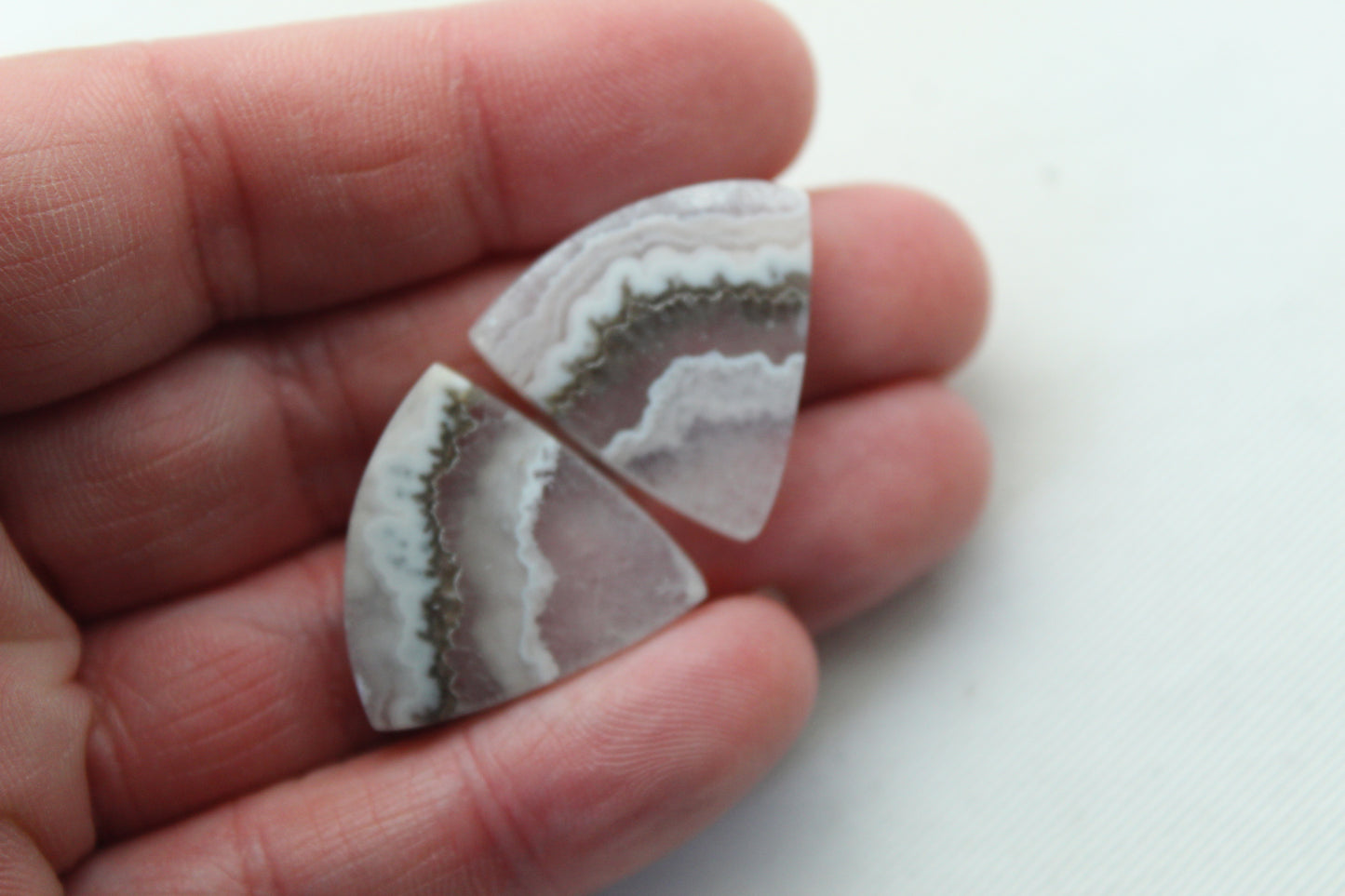 Pandora Agate Pair Cabochon Gemstone white beige