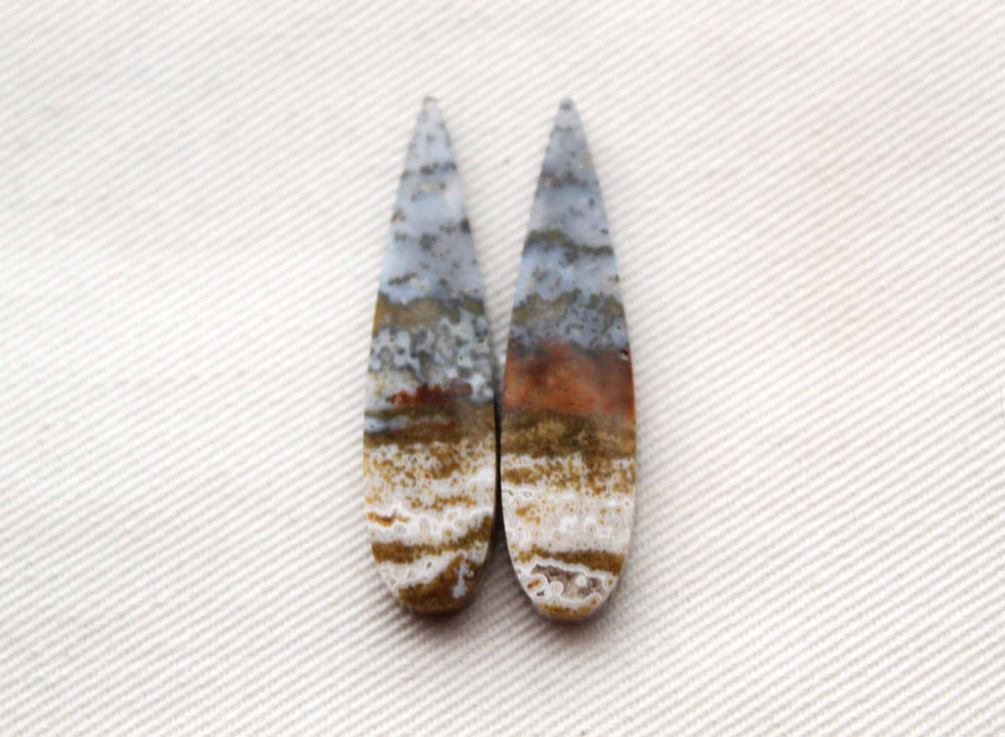 Blue River Jasper Cabochon Pair Gemstone teardrop