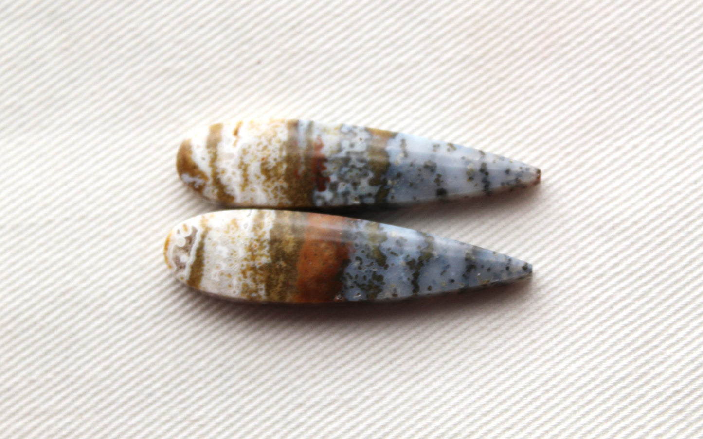 Blue River Jasper Cabochon Pair Gemstone teardrop